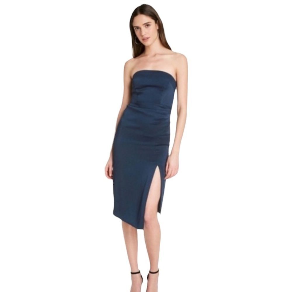 Cushnie x Target Navy Blue Strapless Side-Slit Asymmetrical-Hem Dress Size 6 NWT